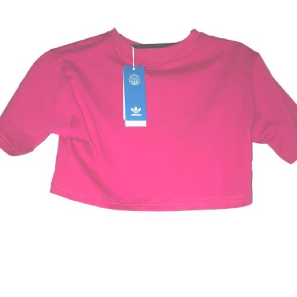 Adidas Bold Pink Originals Multi-color Trefoil "Big Girl" Kids Crop-top NWT XS - Picture 8 of 11